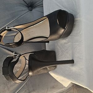 Jessica Simpson Black Heels with Stiletto and Ankle Strap